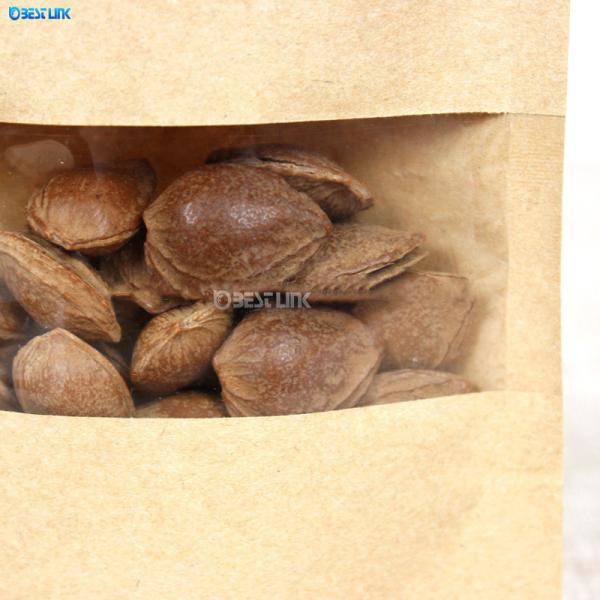 Plain Kraft Waterproof Zip-lock Standing Pouch Brown Paper Bags with Clear Window