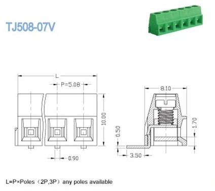 3 Pin/6 разъемов терминальных блоков PCB Pin сооружает ODM OEM 5.08mm