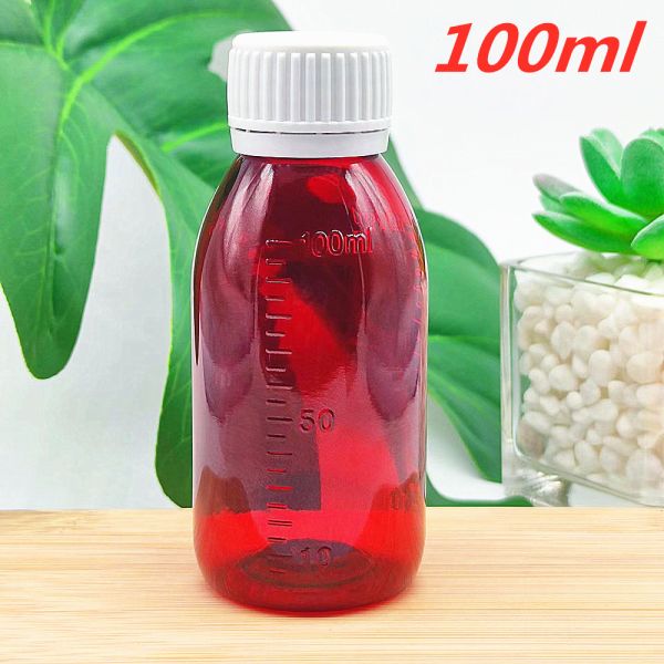 3oz 4oz Plastic Liquid Medicine Bottles Cough Syrup Red Bottle
