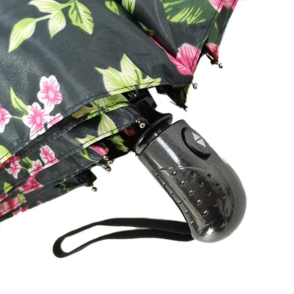 Lady Fashion Flower Print Auto Open Close Umbrella 3 Section Umbrella With Plasitc Handle