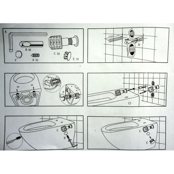 Black And White Toilet Seat Mounting Kit Corrosion Resistant Long Lifespan