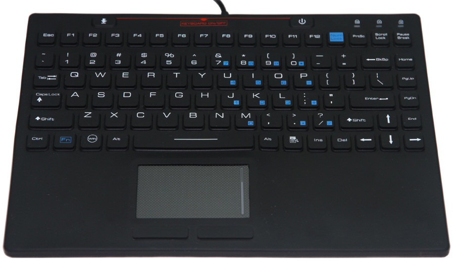 IP68 FCC CE RoHS-сертифицированная USB-силиконовая резиновая клавиатура с сенсорной панелью для медицинской или суровой среды