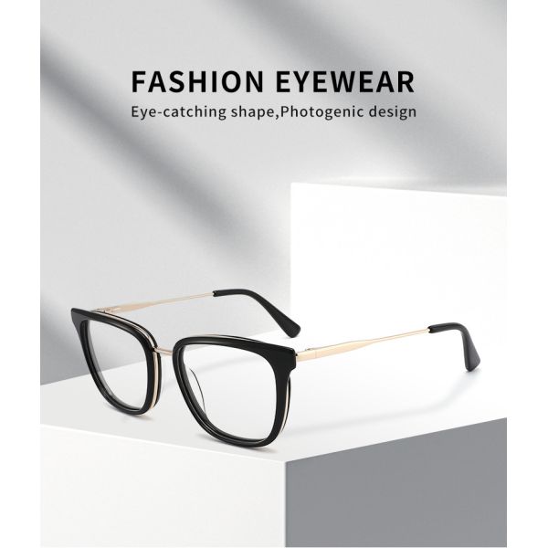 Подгоняйте рамки стекел металла ацетата логотипа, стекла ясности Cateye для женщин