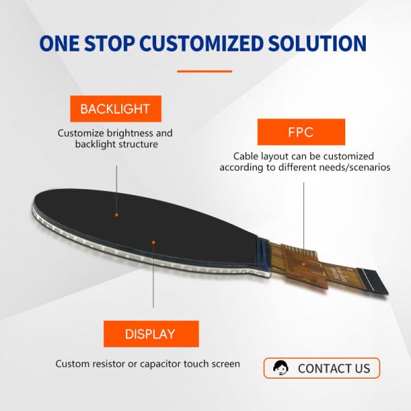 Small Circular LCD Display 450nits Round LCD Module MIPI Interface 2.1 Inch