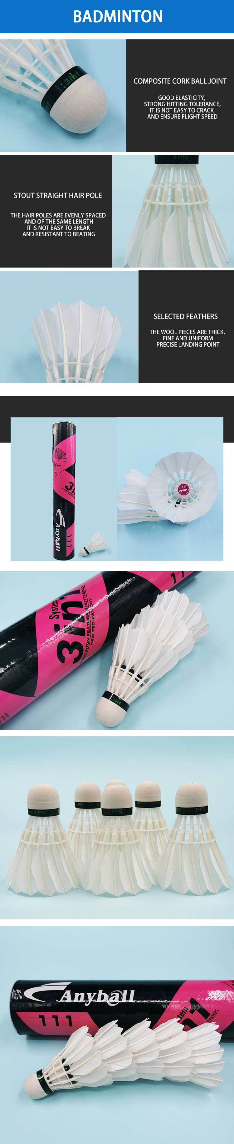 Goose Feather Badminton Shuttlecock with Fast Delivery for Mass Wholesale or Export Feather Shuttleecock OEM Badminton