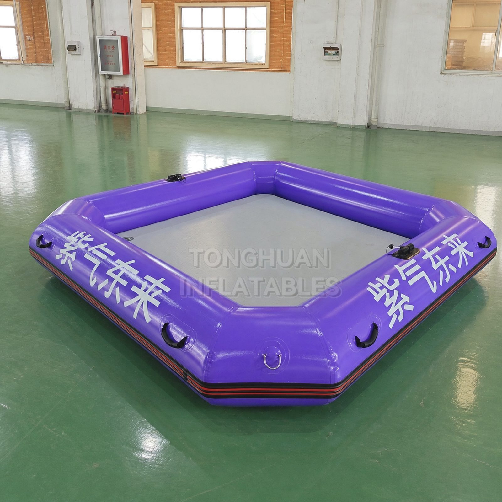 Custom 2.5x2.5m Purple Inflatable Floating Boat with Reinforced Handles D-Rings and Oar Locks for Lake Fishing Water Recreation