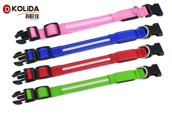 Night Safety Flashing Glow USB Rechargeable LED Dog Collar Leashes Pink / Blue / Red