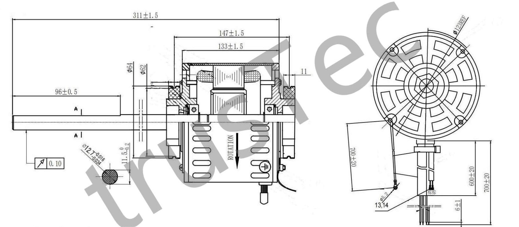 TrusTec 220V 50Hz 200W 4P двигатель AC для кондиционеров