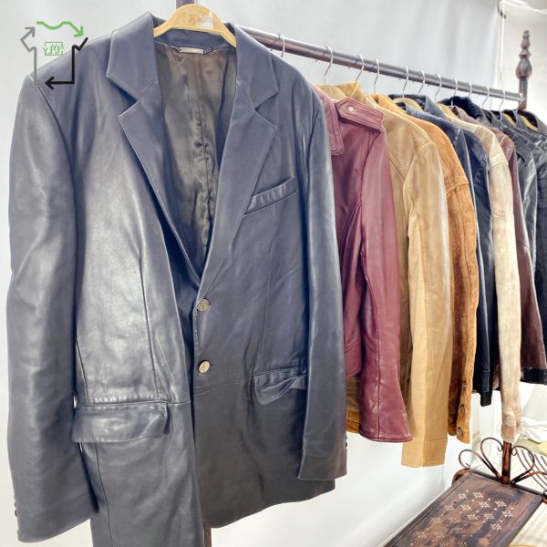 Men's Second Hand Leather Jacket Retro Vintage Zipper Used Winter Coats In Bales