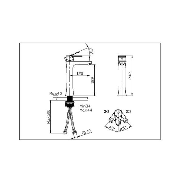 Chrome Countertop Mounted Bathroom Vessel Sink Faucets
