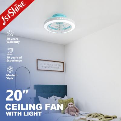 20 polegadas ABS azul lâmpadas de baixo perfil ventilador de teto com controle remoto e corpo de lâmpada de metal