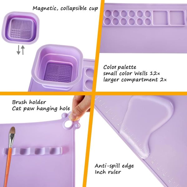 Large Silicone Painting Mat With Cup Kids Painting Mat Painting Tools For Drawing