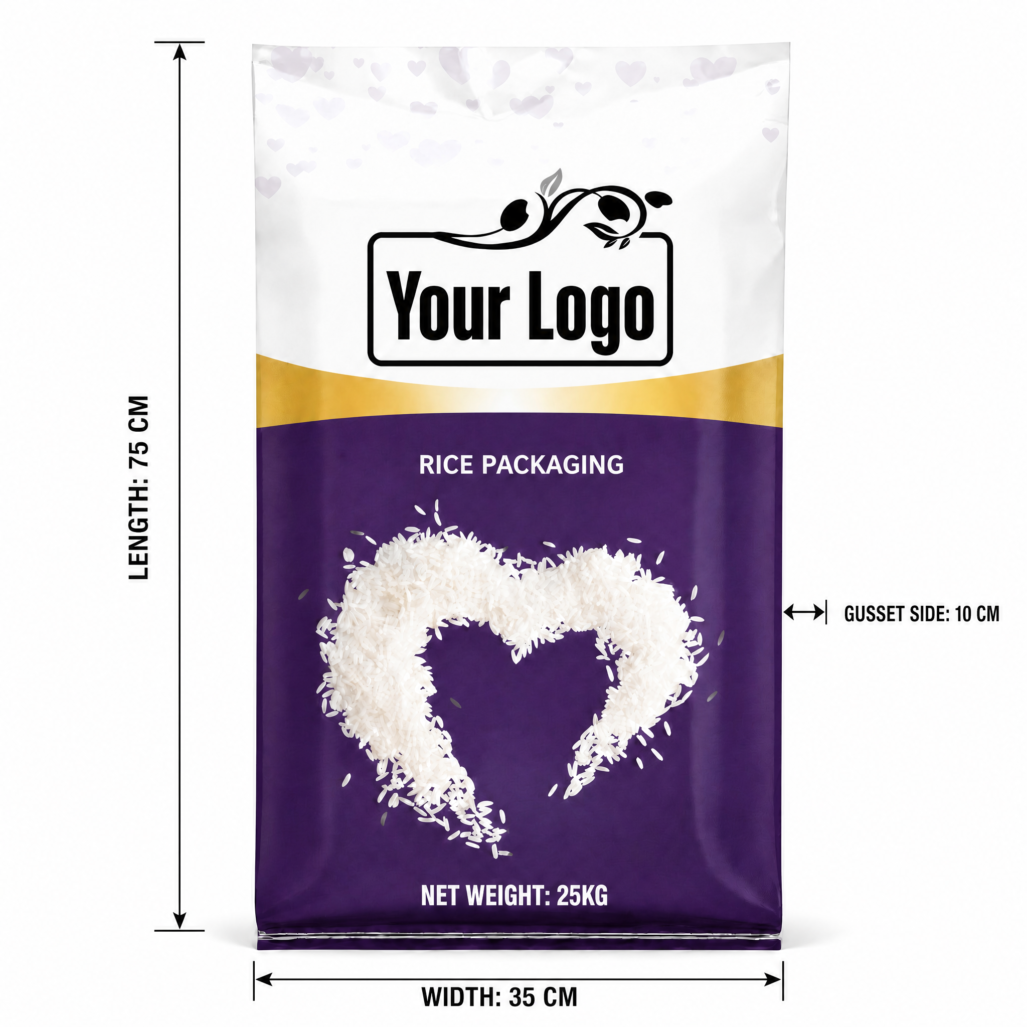 Rice Bag 5kg 10kg 15kg 25kg Moisture Proof Bopp Laminated PP Woven Bags Gusset Side for Flour Rice Feed and Agriculture