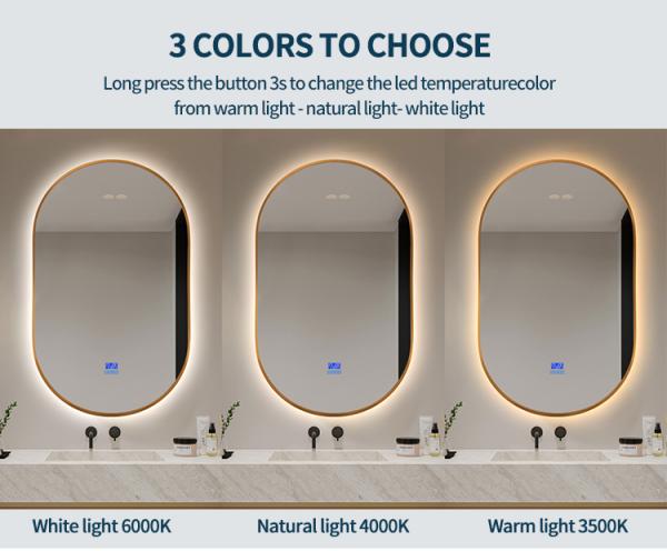 Luxury Wall Mounted LED Mirror IP66 Arched Touch Screen Bathroom Mirror