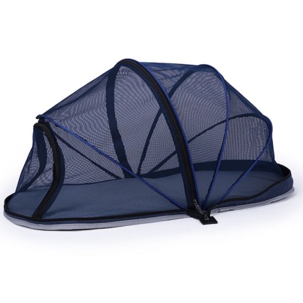 Вагонетка собаки вагонетки несущей собаки голубого холста ковбоя уютная на колесах 53x39x82cm