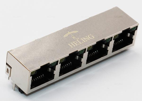 Conectores múltiplos amarelos/do verde diodo emissor de luz RJ45 do porto, soquete do PWB RJ45 através do furo