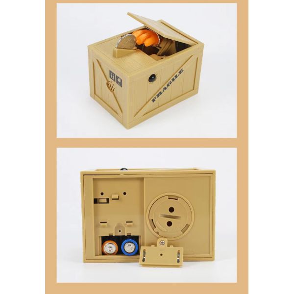 Kids Holiday Gift Brown Color Stealing Money Bank Abs Material Tricky Cat'S Claw