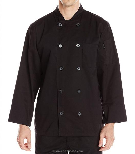 Long Sleeve Chef Uniform Tops  Black Color OEM Service For Hotel Restaurant