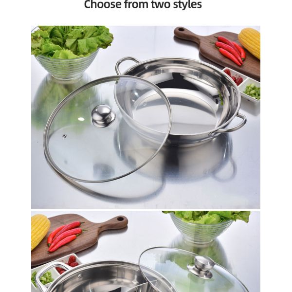High Quality Induction Cooking Pot 304 Stainless Steel Hot Pot Kitchen Soup Pots With Glass Lid