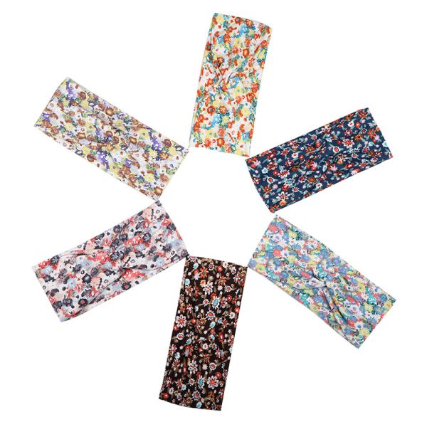 100% cotton Women Head Scarves Floral Elastic Headband for Running