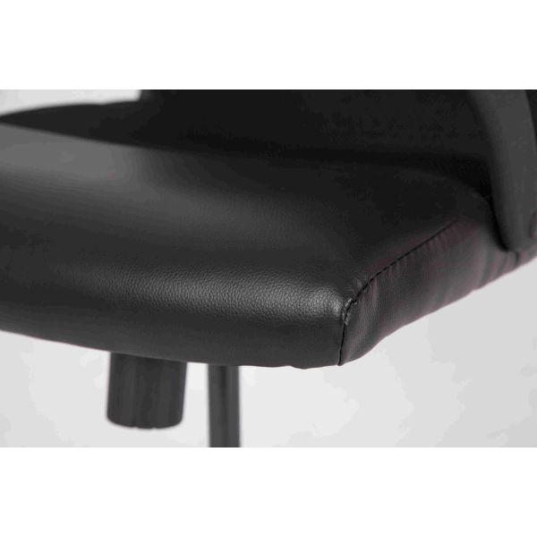 Black Leather Office Chair With Armrest Zipper , Wearable Swivel Computer Chair