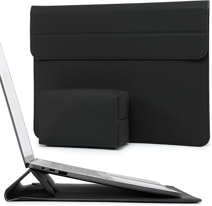 Factory Leather Laptop Sleeve Case With Stand Computer Carrying Bag With Pouch LBX1226-2