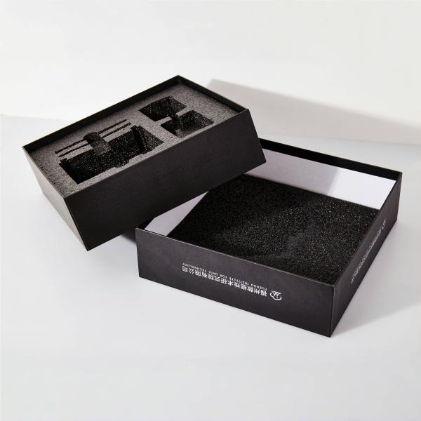 Reusable Custom logo printed Elegant Black cardboard Box with foam Cosmetic Perfume Gift product packaging paper boxes