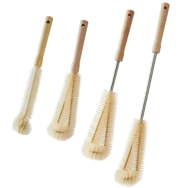 Escova de garrafa de madeira da escova de limpeza da cozinha com punho longo