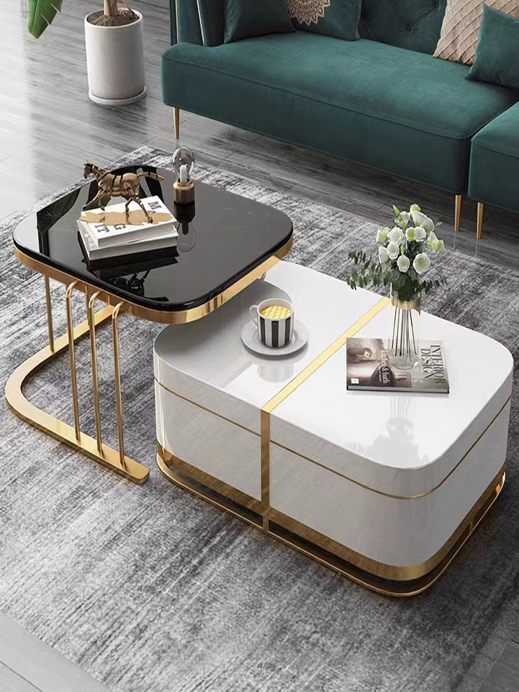 Hotel Custom Modern Marble Luxury Coffee Table With Hidden Storage