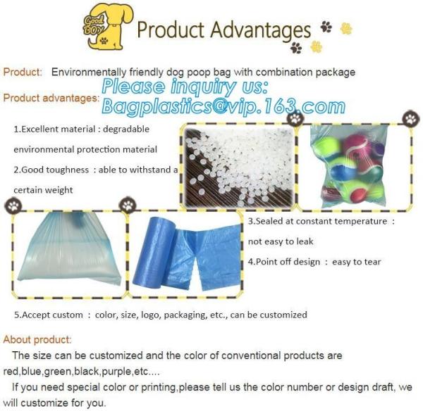 LED Flashlight Dog Waste Bag Dispenser Holder with Pet Waste Bag Poop Roll Bags, BPI ASTM D6400 EN13432 Approval Customi