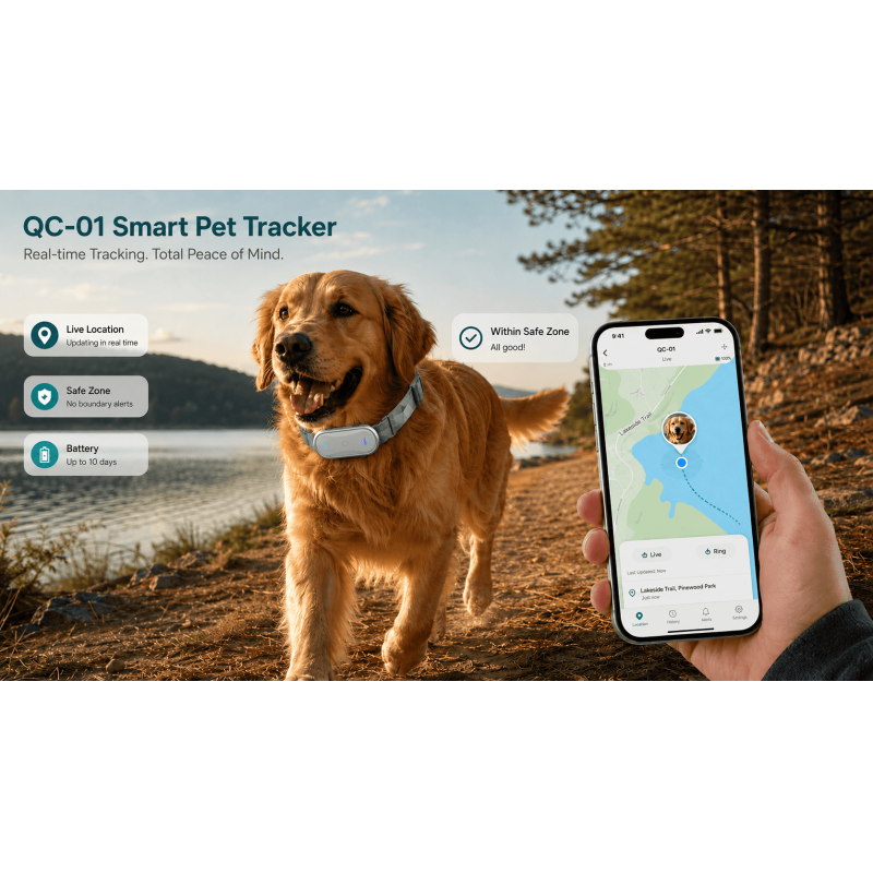 GPS Pet Collar with Electronic Fence, Location History and App Control