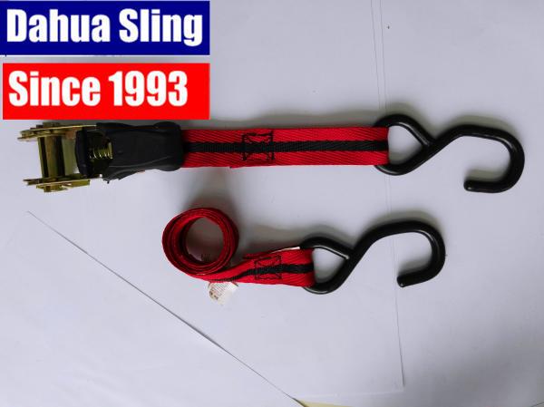 Multi Color Certified Polyester Tension Belt / Ratchet Tie Down Straps with S Hooks