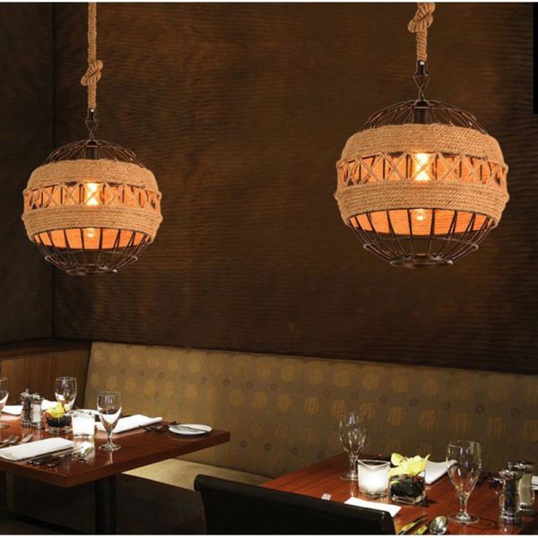 American Loft Rural  Rope Pendant Lamp Industrial Restaurant Bar Cafe Light Pendant Lamp(WH-VP-122)