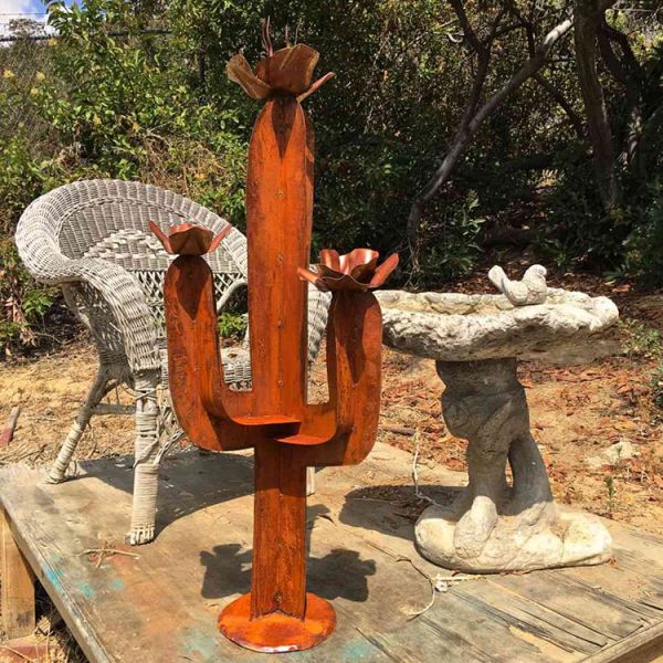 Garden Landscape Corten Steel Sculpture Cactus Metal Yard Art Natural Rusted