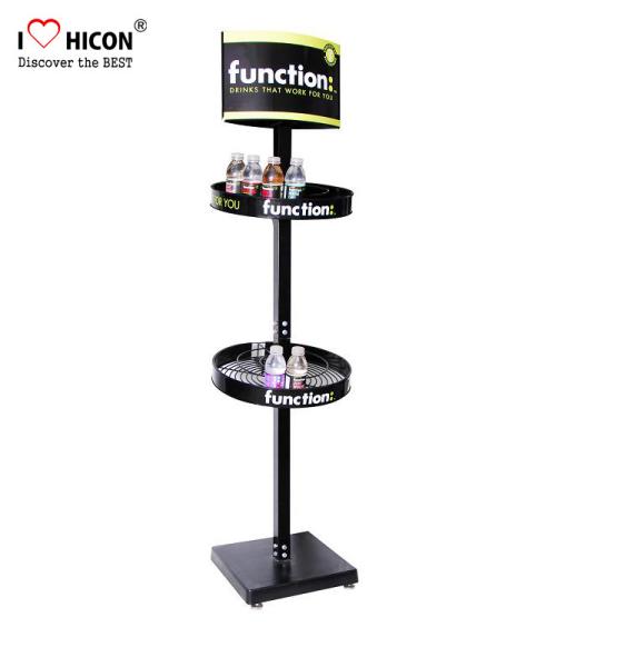 4 - layer Flooring Round Shape Metal Display Rack For Monster Energy Drinks Promotion