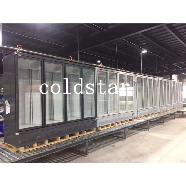 Supermarket 4 Doors Refrigerator Showcase R290 Upright Glass Door Display Cooler for Drink