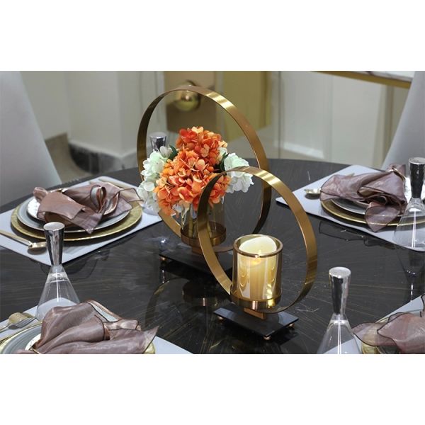 Marble Glass Decorative Candle Holder Centerpiece Vase Table Flower Holder