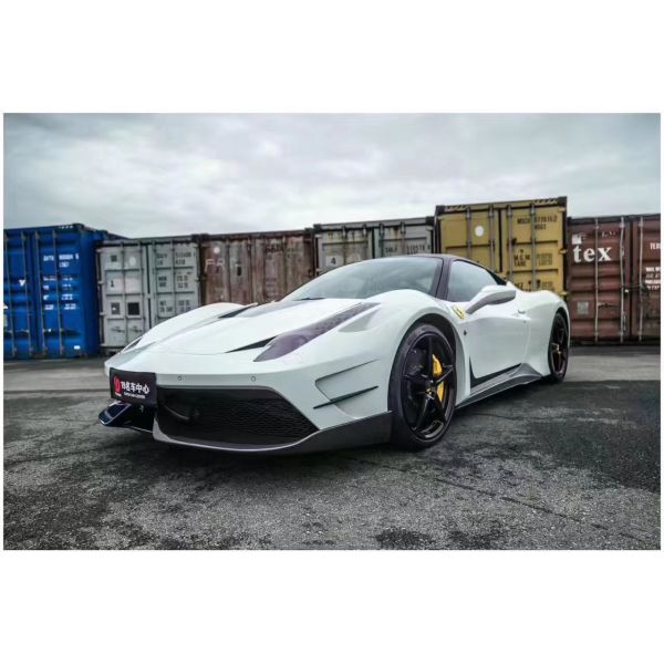 Repuestos para automóviles para Ferrari 458 Kit de carrocería 458 Modernizado Misha estilo delantero y trasero Parachoques lateral Falda con capucha Spoiler Kit de carrocería