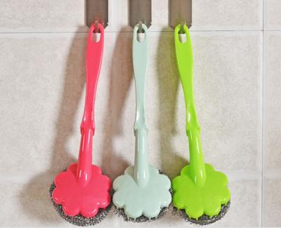 PP Material Handle Stainless Steel Scrubbers , Flower Shape Steel Scrubbing Pads