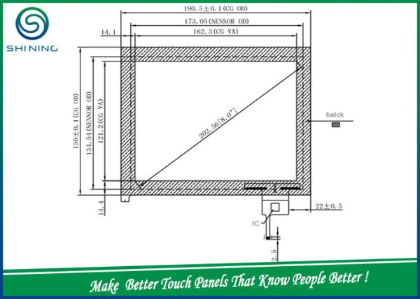 Projected Capacitive Touch Panel With ITO Sensor Glass To 6H Cover Glass I2C Interface