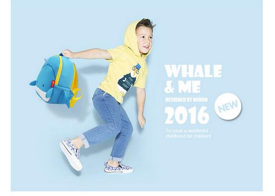Cute Cartoon Whale Children School Bags , Animal Backpacks For Kids