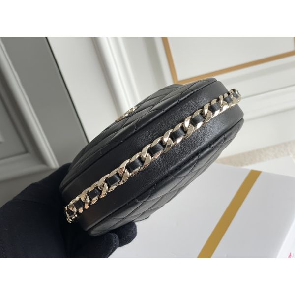 Ap3095 Black Mini Fabric Chanel Flap Bag Coin Purse 20 Inch