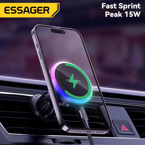 15W Wireless Charging Magnetic Car Phone Holder Essager ACPH004