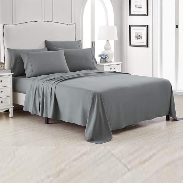 Bed Sheet Solid Pattern Brushed Microfiber Bamboo Bedding Set 6pcs for Bedroom