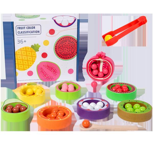 Wholesale Fruit Color Matching Bead Game Wooden Kitchen Toy Pretend Play Toy Early Educational Toys