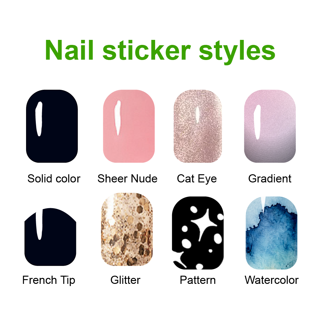 Solid Color Gel Nail Sticker Glossy Salon Nails