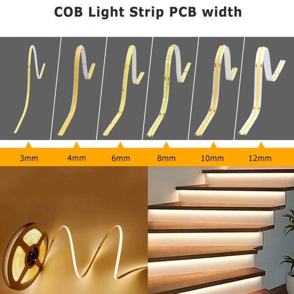 3 мм Ультра узкий COB светодиодный ленточный веревка шкаф шкаф телевизорный фонарь 400LED / M