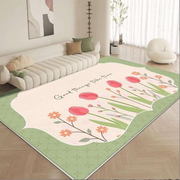 Lovely Flower Living Room Floor Carpets Imitation Cashmere Material 120*180cm