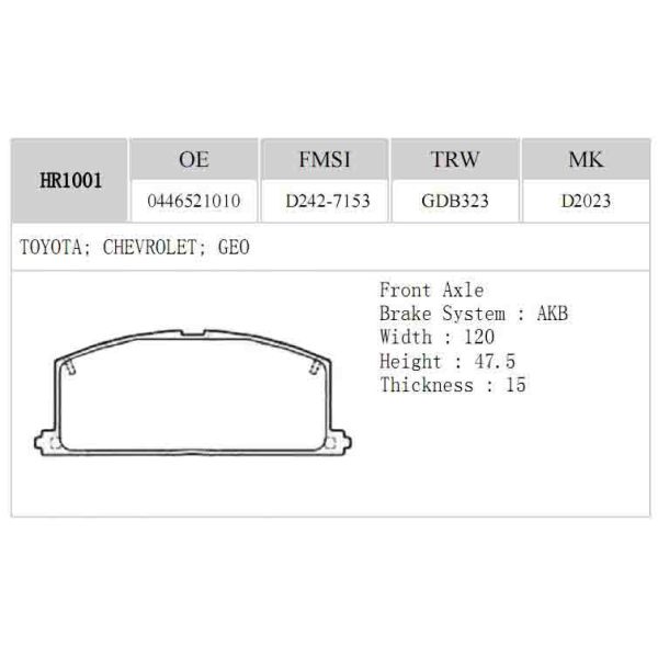 Patented Laser Burnishing Vehicle Spare Parts Car Brake Pads D242 D2023