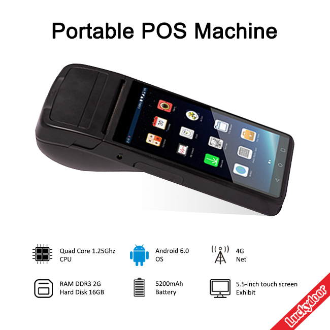 Экран касания портативной машины POS андроида 5200mAh 1.25Ghz Handheld емкостный Multi